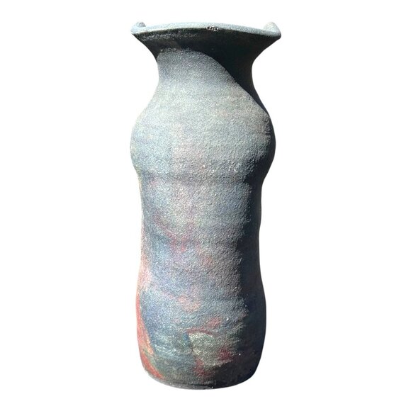 Raku Ceramic Vase Iridescent Metallic Art Pottery DMW Don Williams Signed 9.5" - Picture 2 of 7